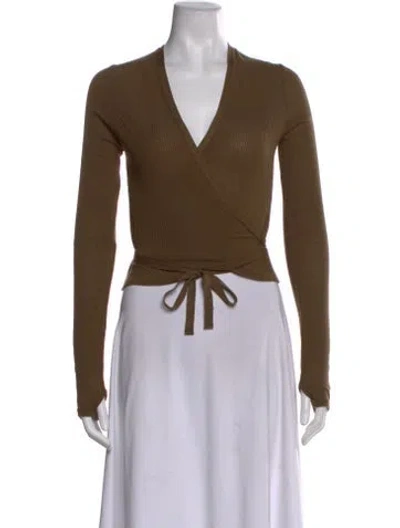 Pre-owned Lemaire Wool V-neck Top In Brown