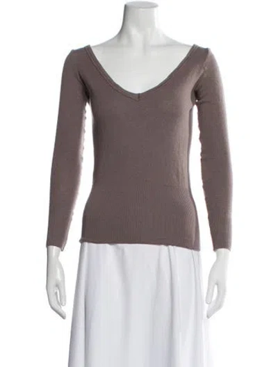 Pre-owned Lemaire Wool V-neck Top In Gray