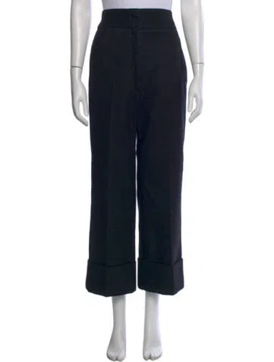 Pre-owned Lemaire Wool Wide Leg Pants In Black