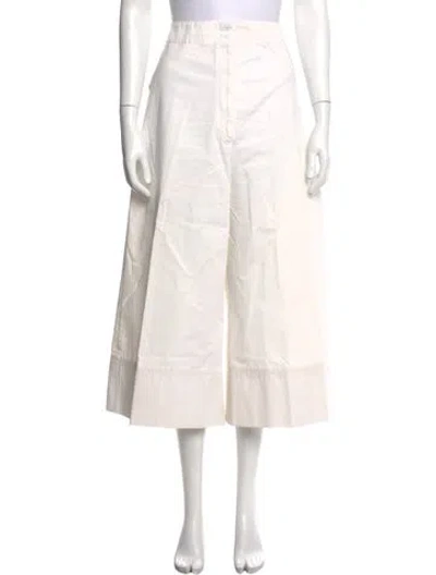 Pre-owned Lemaire Wool Wide Leg Pants In White