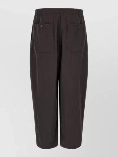 Lemaire Wool Wide-leg Trousers In Brown
