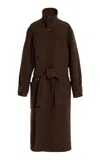Lemaire Wool Wrap Coat In Brown