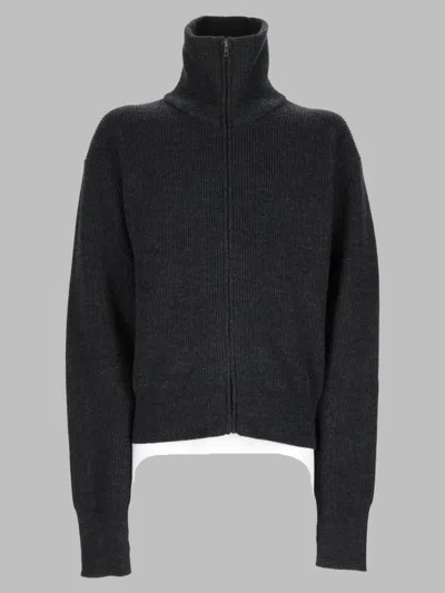 Lemaire Wool Zip Cardigan For Men In Black