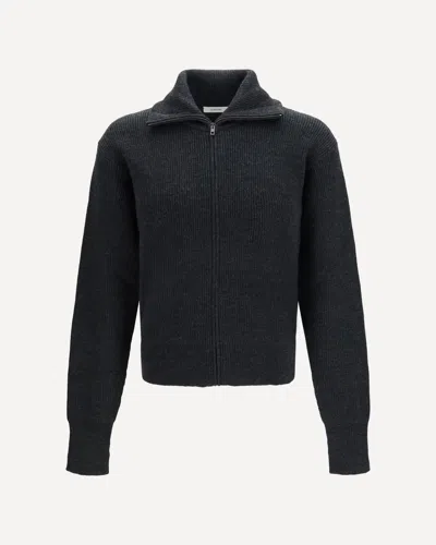 Lemaire Wool Zip Cardigan In Black