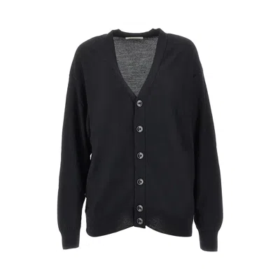 Lemaire Wool-blend Twisted Cardigan In Black