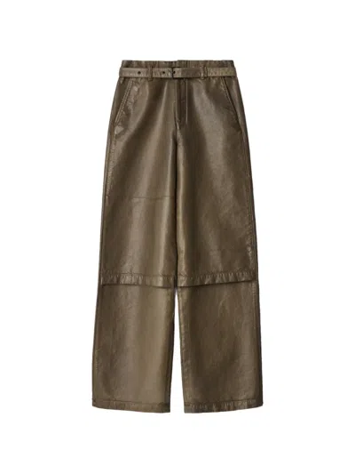 Lemaire Work Pants In Coated Broken Twill In Green