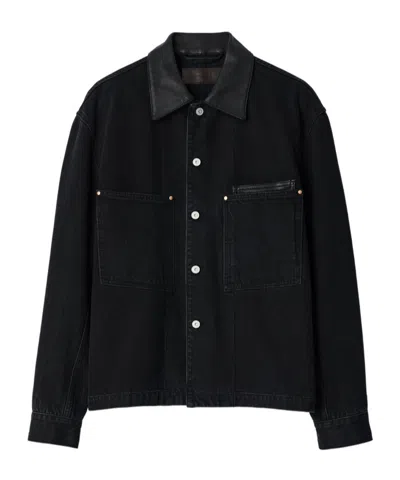Lemaire Workwear Overshirt In Black Selvedge Denim