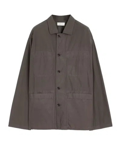 Lemaire Workwear Shirt Jacket In Br Dark Brown