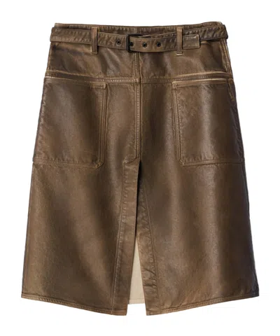 Lemaire Workwear Skirt In Coated Denim In Purple