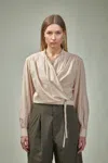 Lemaire Pink Wrap Blouse In Pink & Purple