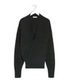 Lemaire Hooded Wrap Cardigan Button Detail In Black