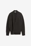 Lemaire Hooded Wrap Cardigan Button Detail In Brown