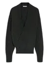 Lemaire Hooded Wrap Cardigan Button Detail In Black