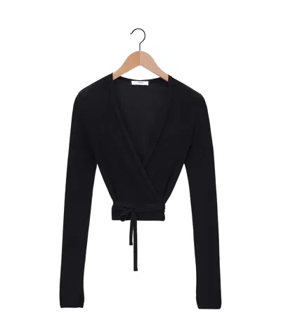 Lemaire Wrap Knit Cardigan In Black