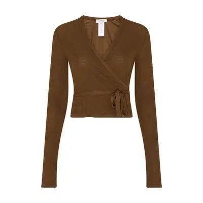 Lemaire Wrap Over Cardigan In Brown