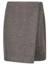 Lemaire Wrapover Skirt With Layered Design And Soft Drape In Gray