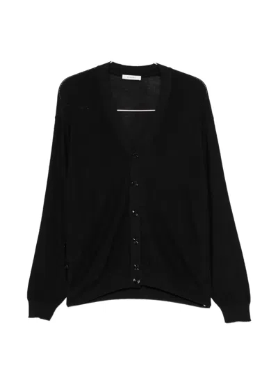 Lemaire Wool-acrylic Knit Cardigan In Black