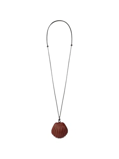 Lemaire X Carlos Peñafiel Shell Mirror In Patinated Calfskin In Brown