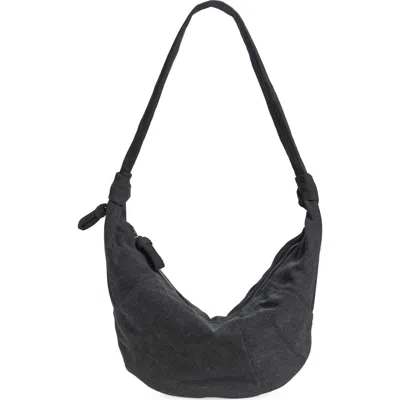 Lemaire X-large Croissant Canvas Shoulder Bag In Ash Black