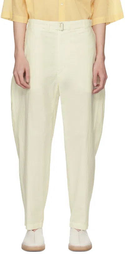 Lemaire Yellow Belted Trousers In Ye500 Lemon Glaze