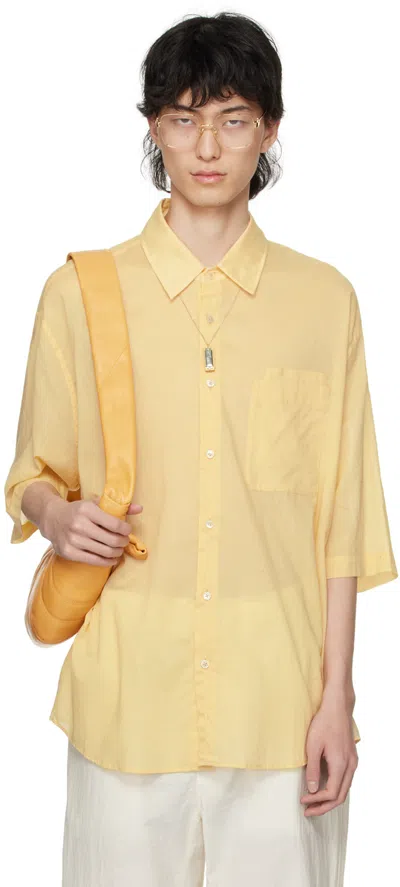Lemaire Double-pocket Cotton Shirt In Ye504 Ice Apricot