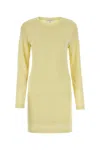 Lemaire Crew Neck Cotton Dress With Long Sleeves In Yellow