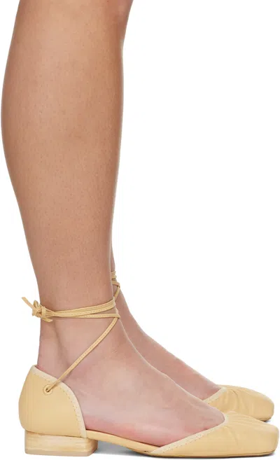 Lemaire Yellow Micro Ballerina Heeled Sandals In Ye504 Ice Apricot