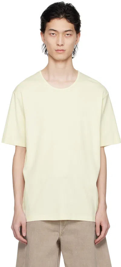 Lemaire Yellow Scoop Neck T-shirt In Ye500 Lemon Glaze