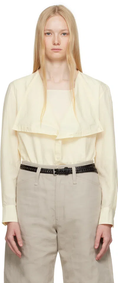 Lemaire Yellow Soft Collar Blouse In Bg222 Almond Milk