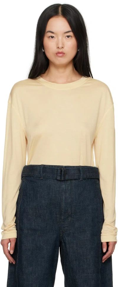 Lemaire Yellow Soft Long Sleeve T-shirt In Ye504 Ice Apricot
