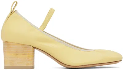 Lemaire Yellow Square Ballerina Heels In Ye100 Eggshell