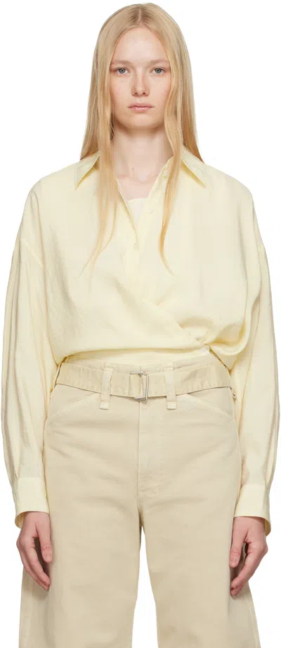 Lemaire Yellow Straight Collar Twisted Shirt In Bg222 Almond Milk