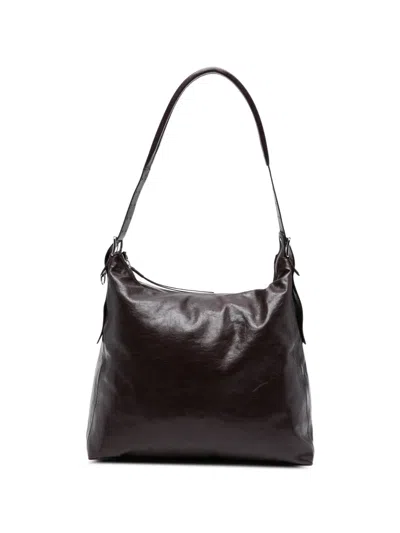 Lemaire Zip Leather Tote Bag In Brown