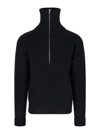 Lemaire Zip Sweater In Black