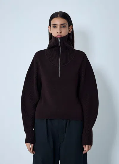 Lemaire Zip-up Sweateshirt In Brown