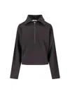 Lemaire Zip Wool Blend Sweatshirt In Brown