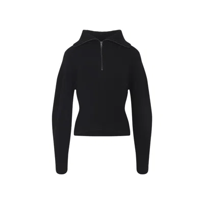 LEMAIRE LEMAIRE ZIPPED BLACK WOOL SWEATER