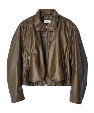 Lemaire Zipped Blouson In Waterproof Cotton In Brown