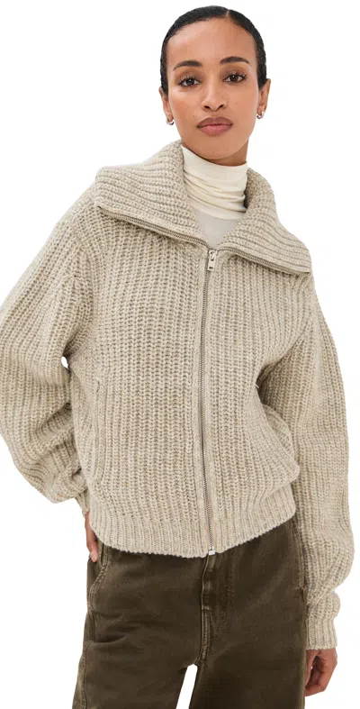 LEMAIRE ZIPPED CARDIGAN BEIGE/OAT