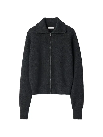 Lemaire Zipped Cardigan In Virgin Wool In Black