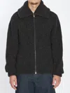 Lemaire Cardigan With Zipper And Stand-up Collar In Black