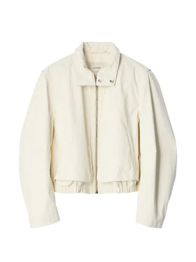 Lemaire Zipped Stand-collar Bomber Jacket In White