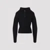 Lemaire High Collar Wool Sweater With Half-zip Closure In Black