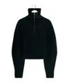Lemaire High Collar Wool Sweater With Half-zip Closure In Black