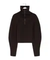 Lemaire Ribbed Half-zip Sweater In Brown