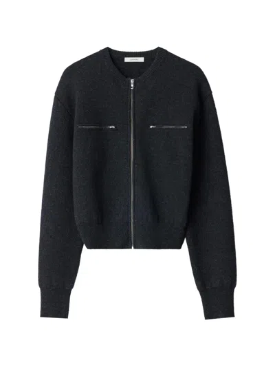 Lemaire Zipped Top In Alpaca Wool Blend In Black