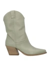 Lemaré Woman Ankle Boots Sage Green Size 10 Leather In Green