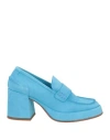 Lemaré Woman Loafers Azure Size 6 Leather In Blue