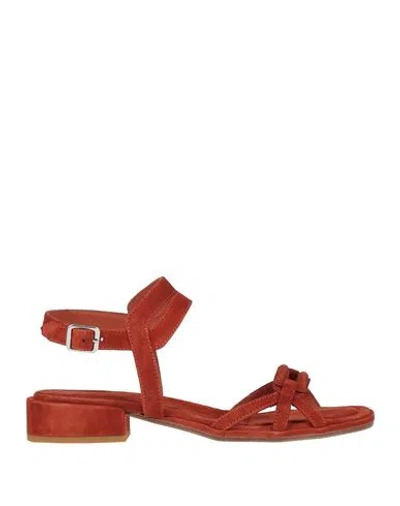 Lemaré Woman Sandals Brick Size 7 Leather In Red