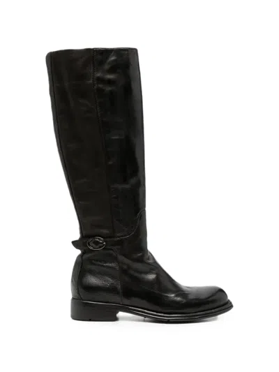 Lemargo Buckle-detail Leather Boots In Black